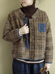 Plaid Loose Casual Quilted Coat