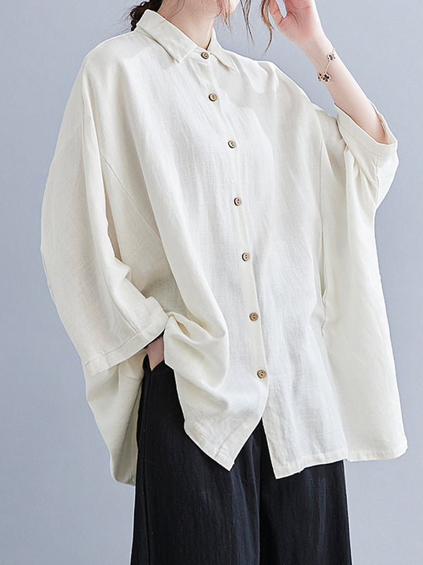 Solid Loose Plus Size Bat Sleeves Blouse