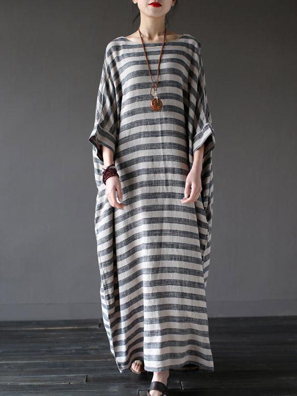 Vintage Loose Striped Dress