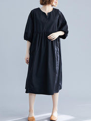 Casual Loose Solid Half-Sleeve Long Dress