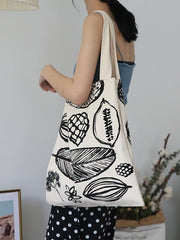 Simple Printed Big Leaf Canvas Bag