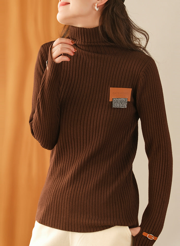 Casual Pit Stripe Fabric Turtleneck Sweater