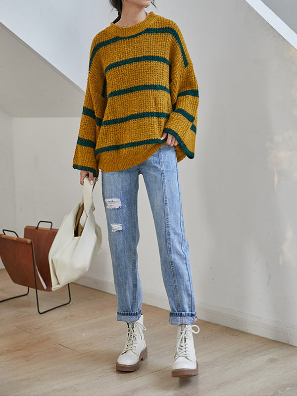 Vintage Loose Striped Knitting Sweater