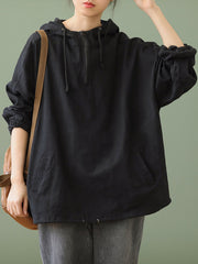 Women Loose Long Sleeve Drawstring Hoodie