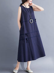 Casual Sleeveless A-line Long dress