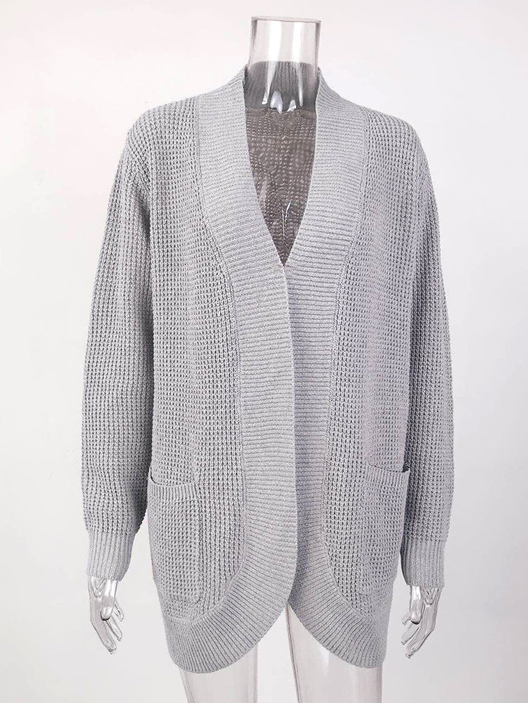 Casual Solid Color Knitted Cardigan Top