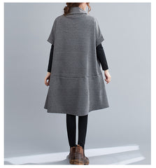 Women High Neck Stitching Casual Dress