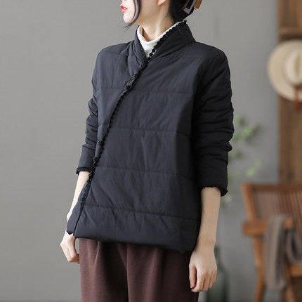 Retro Loose Solid Color Cotton Outwear