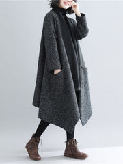 Thicken Gray Long Sleeve Coat Outerwear