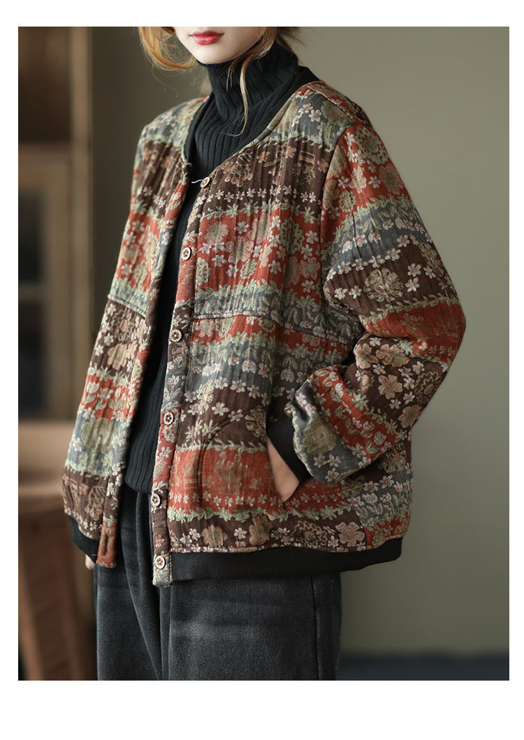 Women Loose Printed Casual Coat