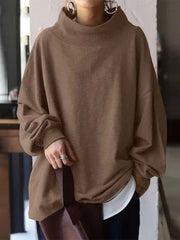 Loose Solid Color Pullover Sweatshirt