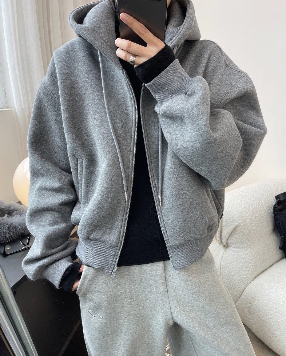 Casual Thicken Solid Color Zipper Sport Outwear