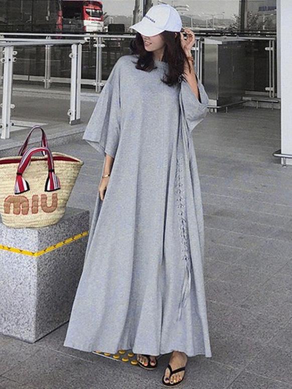 Super Loose Comfortable Lace-up Long Dress