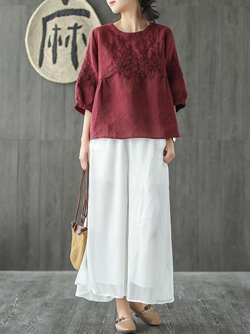 Loose Embroidered Comfortable T-shirt