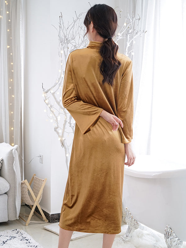 Lapel Loose Solid Pajamas