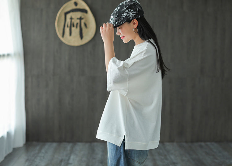 Leaf Printed Summer Half Sleeve Cotton T-Shirt