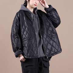 Retro Diamond Pattern Solid Cotton Outwear