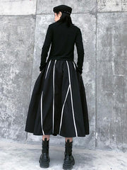 Vintage A-Line High-Waist Striped Skirt