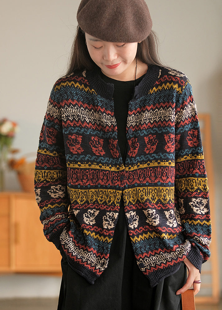 Printed Long Sleeve Knitted Outerwear