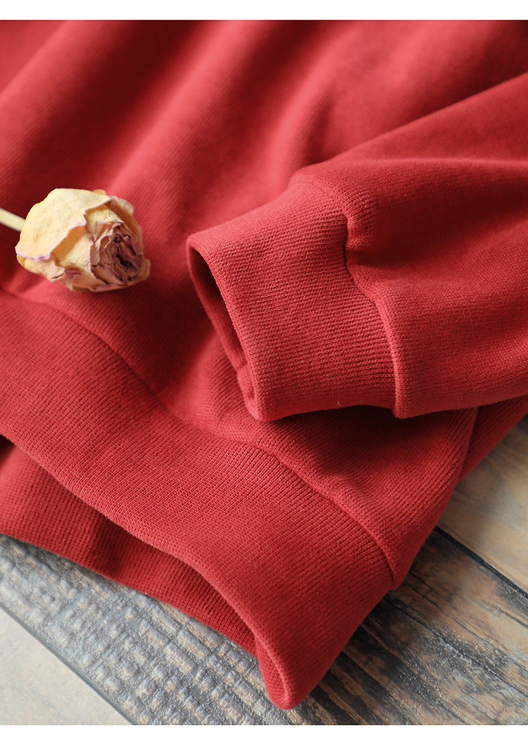 Loose Solid Color Drawstring Sweatshirt