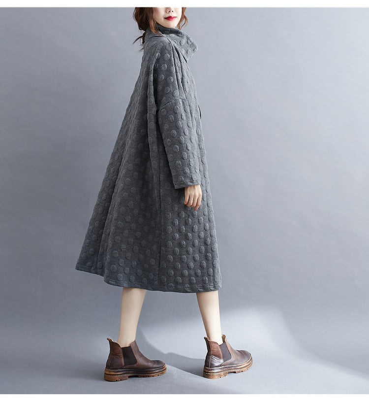 Women Retro Polka Dot High Neck Dress