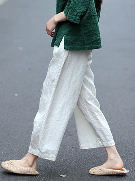 Loose Pure Color Linen Cotton Pants