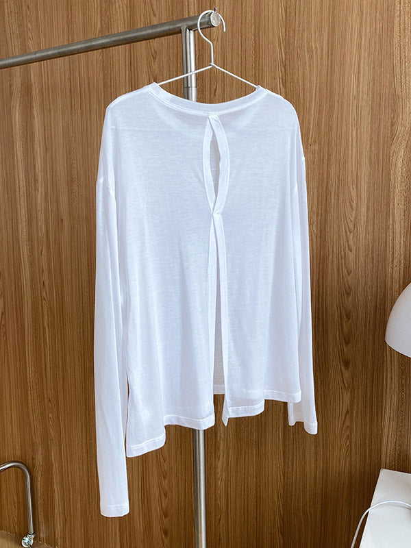 Loose Solid Color Split-Back Comfortable Shirts
