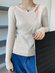 Hollow Strapless Halterneck Chic Knitted Sweatertop