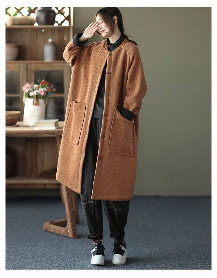 Women Retro Stand Collar Casual Coat