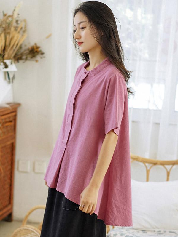 Loose Solid Color High-Low Casual T-Shirt