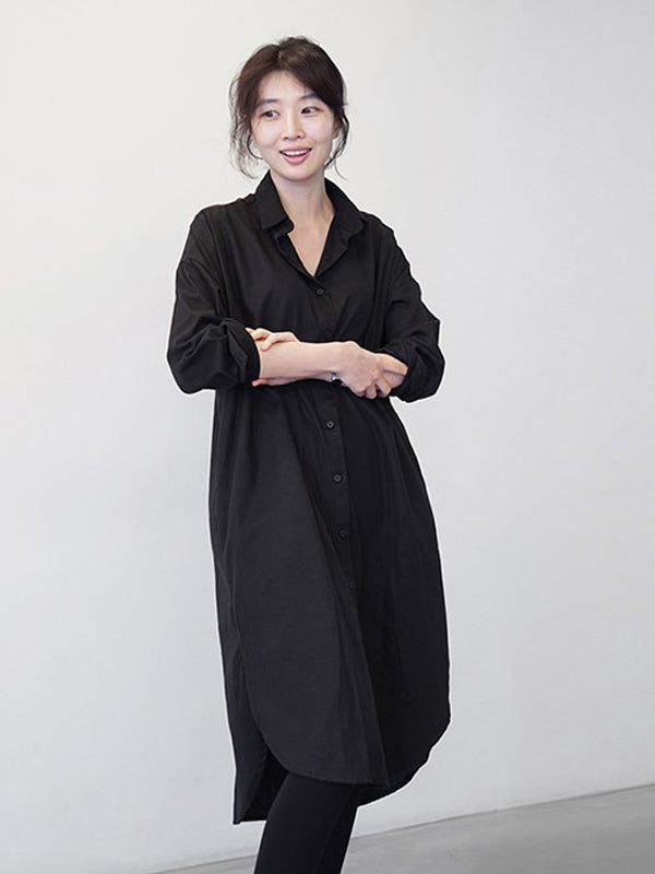 Women Solid Color Casual Long Sleeve Shirt