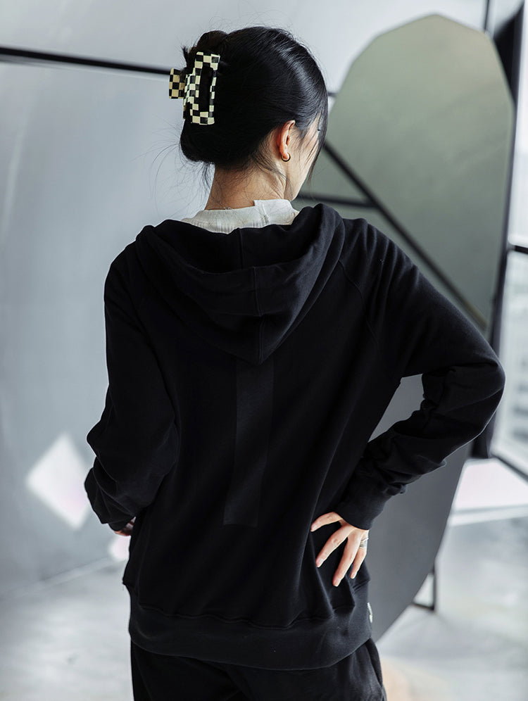 Double Zipper Design Casual Hooded Sweatshirt