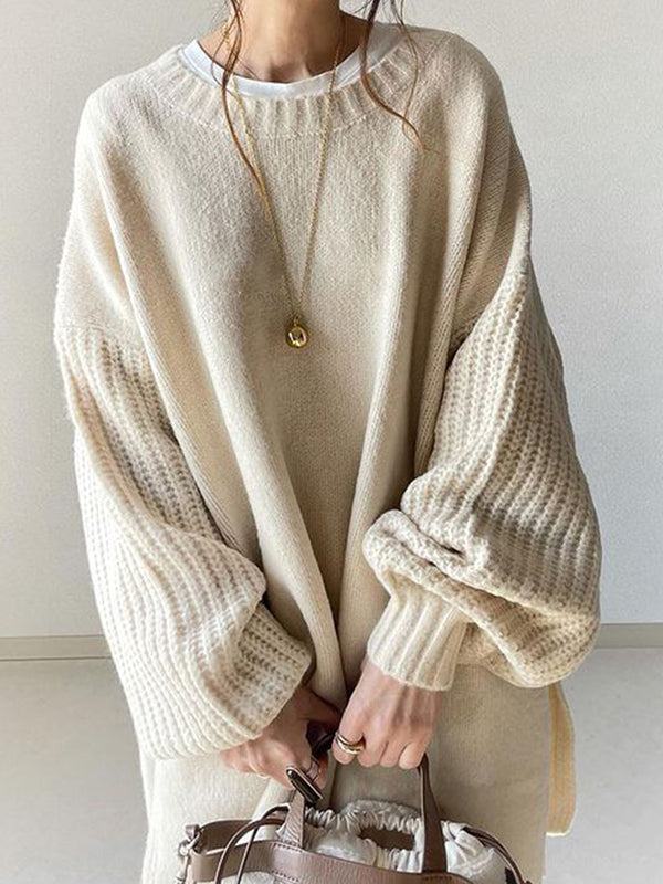 Round Neck Loose Solid Color Sweater