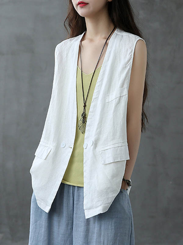 Original Solid Irregularity With Pocket Vest