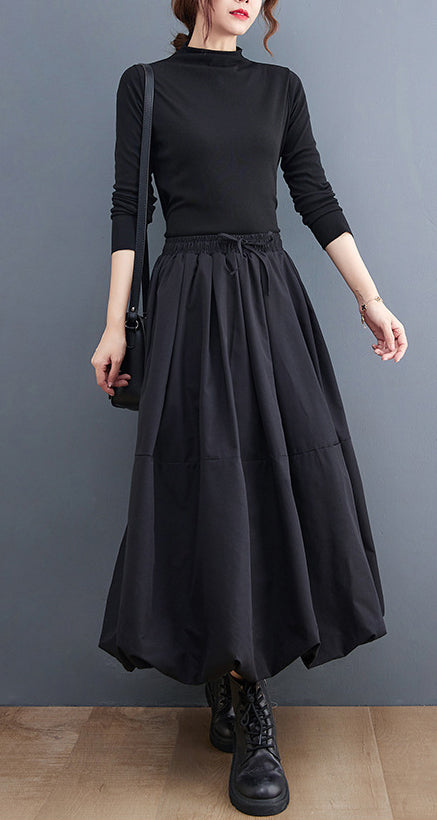 Solid Color High Waist A-Line Skirt