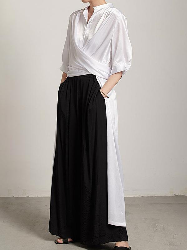 Loose Split-Side Urban Long White Shirt