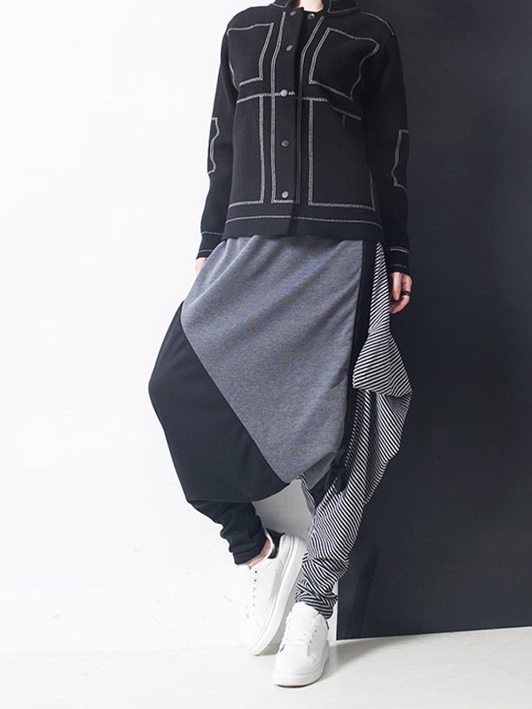 Women Irregular Stitching Wide Leg Casual Pants