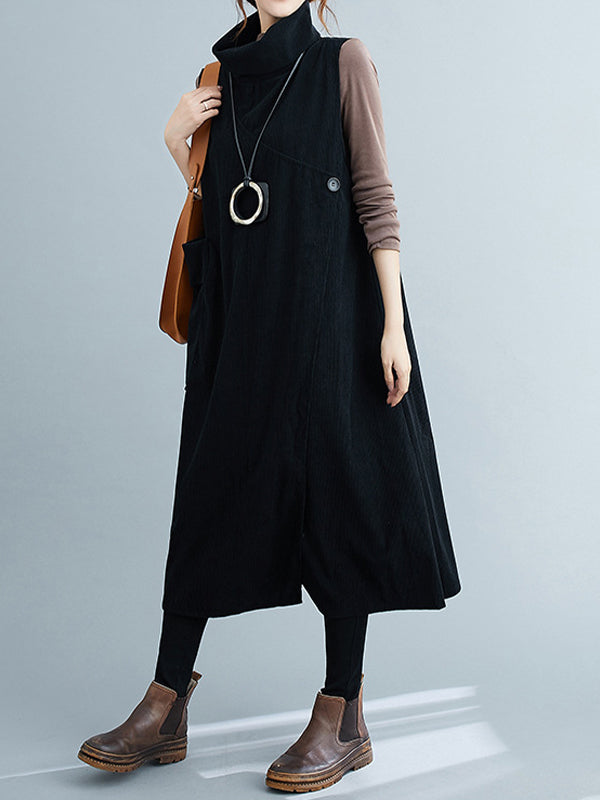 Women Retro Padded High Neck Sleeveless Dress