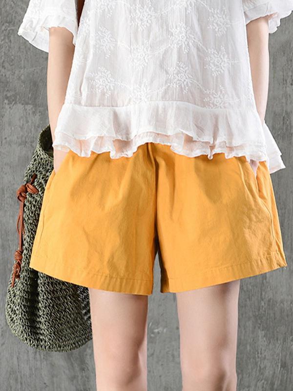 Artistic Retro Solid Wide Leg Shorts