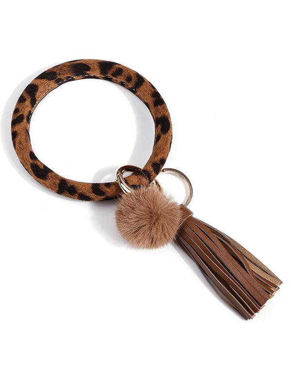 Leopard Tassel Hairball Keychain Decorations