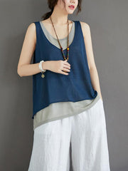 False Two Sleeveless Round Neck Knit Vest