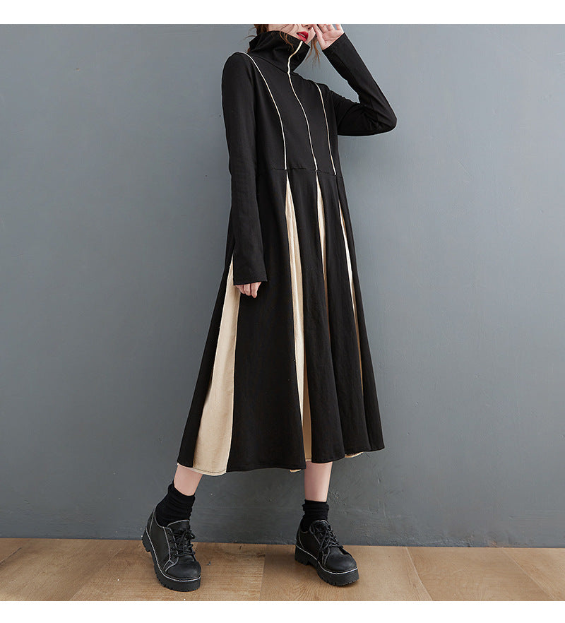 Knitted Striped Patchwork Midi Dress