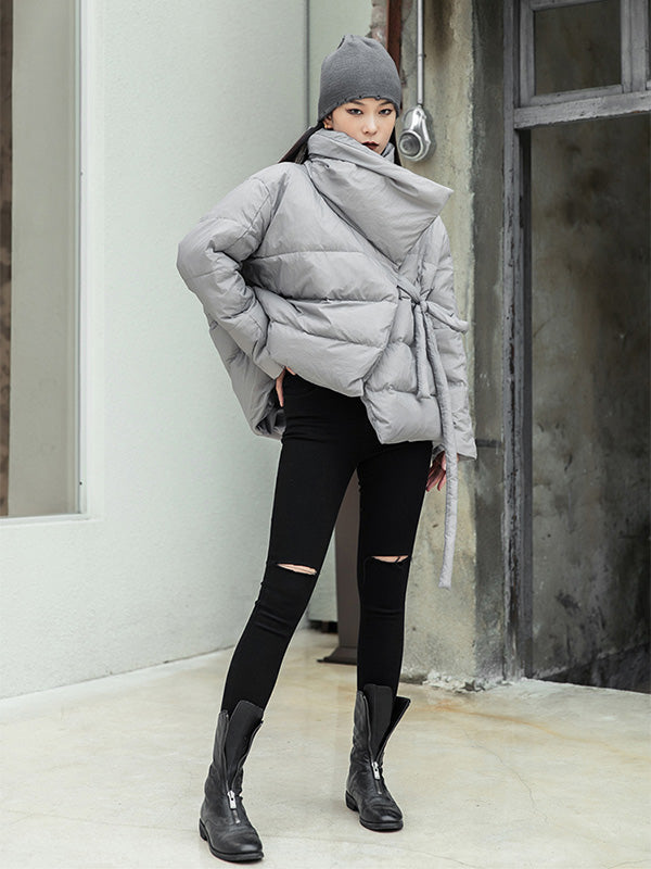 Simple  Solid Color High-Neck Down Jacket