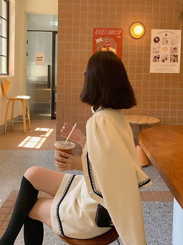 Casual Solid Color Short Blazer And Mini Dress Suit