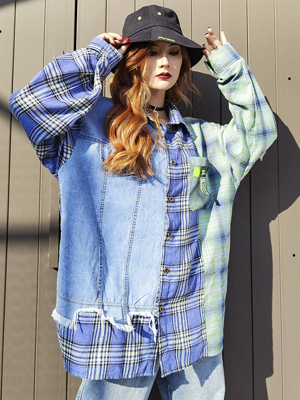 Lapel Stitched Plaid Shirt