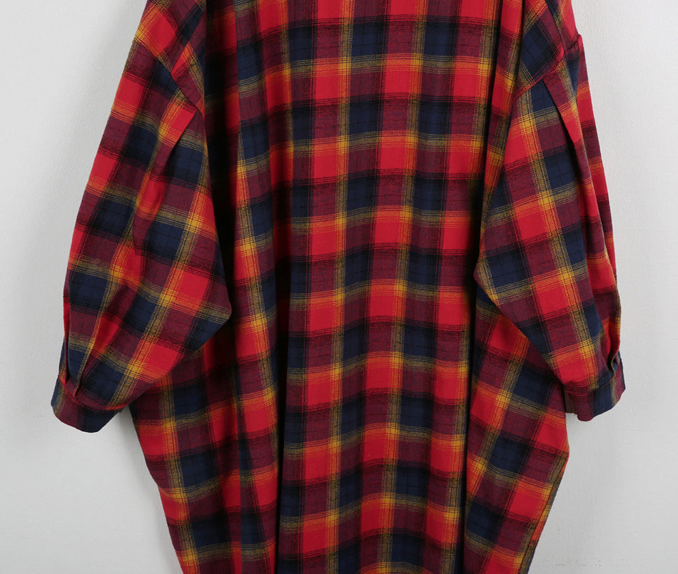 Plaid Long Sleeve Shirt Dress
