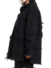 Women Wear Frayed Long Sleeve Casual Coat