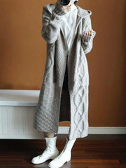 Casual Twist Wool Knitting Sweater Coat