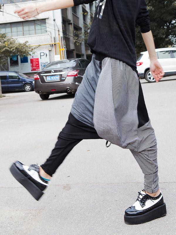 Split-joint Drop-crotch Casual Pants