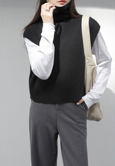 Casual Turtleneck Solid Color Waistcoat